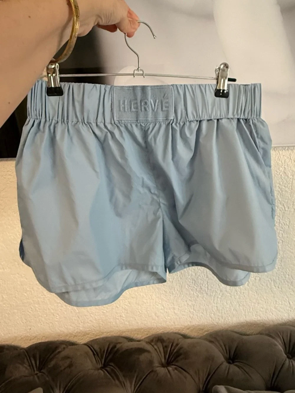 Hervé by Herve Leger Nylon Athletic Shorts - Powder Blue - Size S - Picture 5 of 11